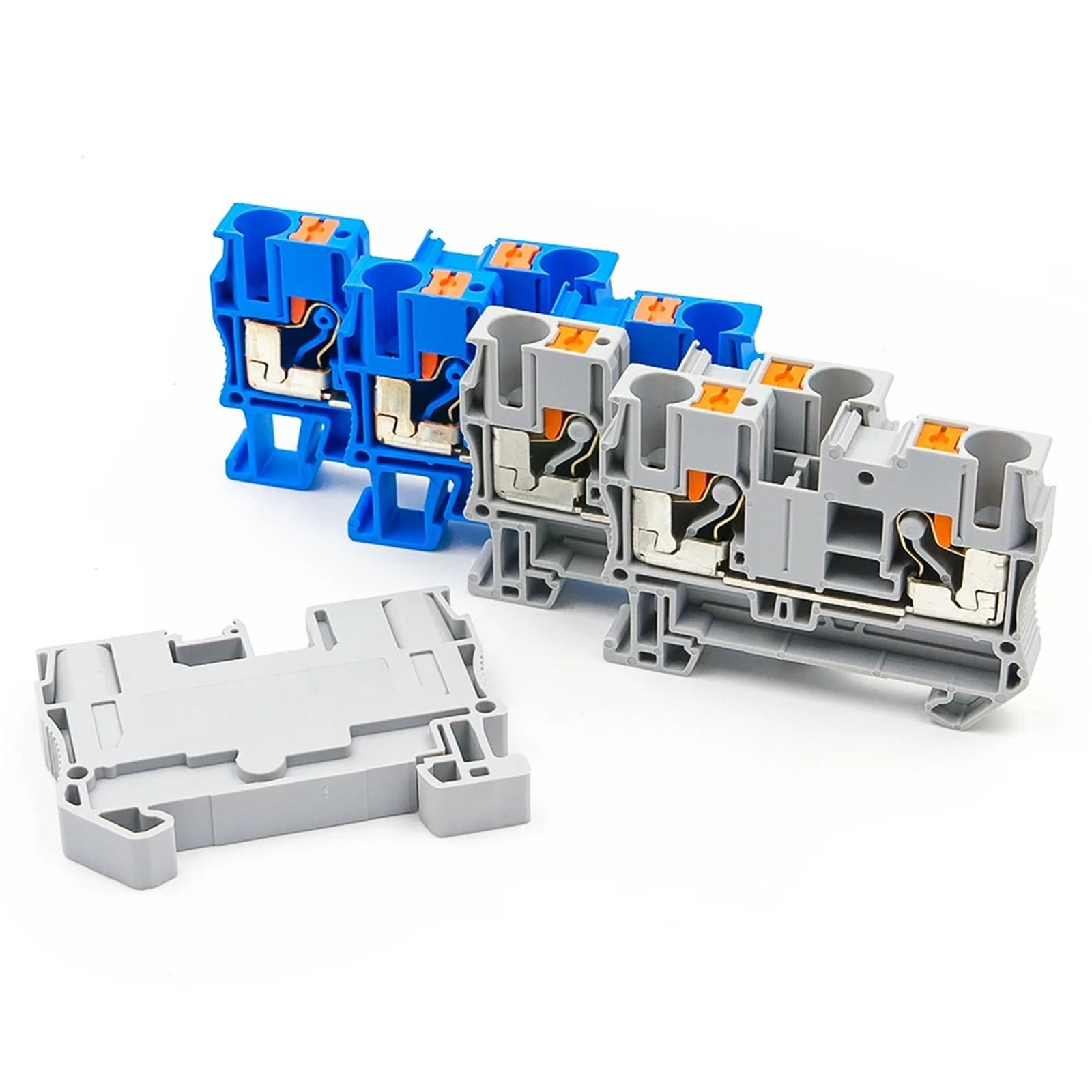 10Pcs DIN Rail Spring Terminal Block PT6 6mm², UL Listed Copper Connectors for Control Panel & Motor Wiring(PT-6-10 PCS-Gray)
