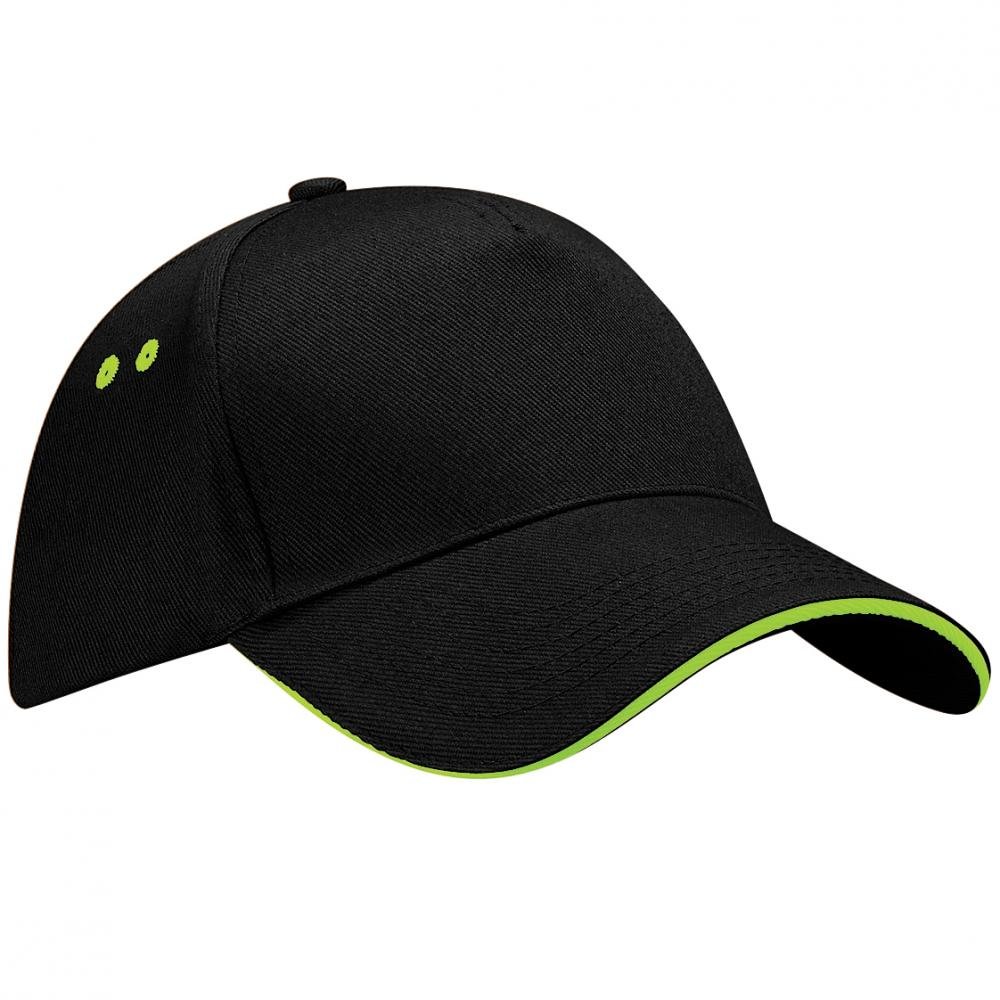 Beechfield Ultimate 5 Panel Cap – Sandwich Peak, Black -