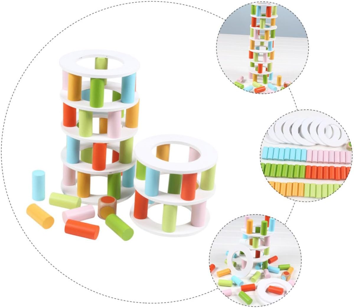 1 Set Wooden Balancing Game Educational Building Blocks for Enhances Concentration Imagination Parent Interaction Safe Wood Plaything