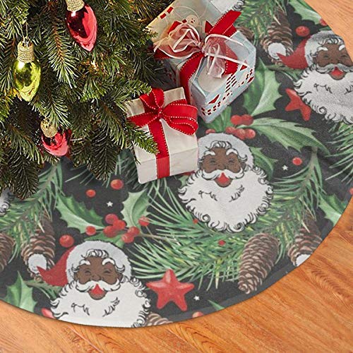Msguide Santa Claus Tree Christmas Tree Skirt Black Christmas Tree Mat Base Cover Ornament For Xmas Holiday Party Decoration（48 Inch） #TOP1
