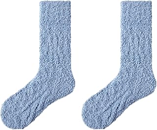 chanstore 5 pares de calcetines de forro polar coral para mujer, gruesos, cálidos, antideslizantes, color azul