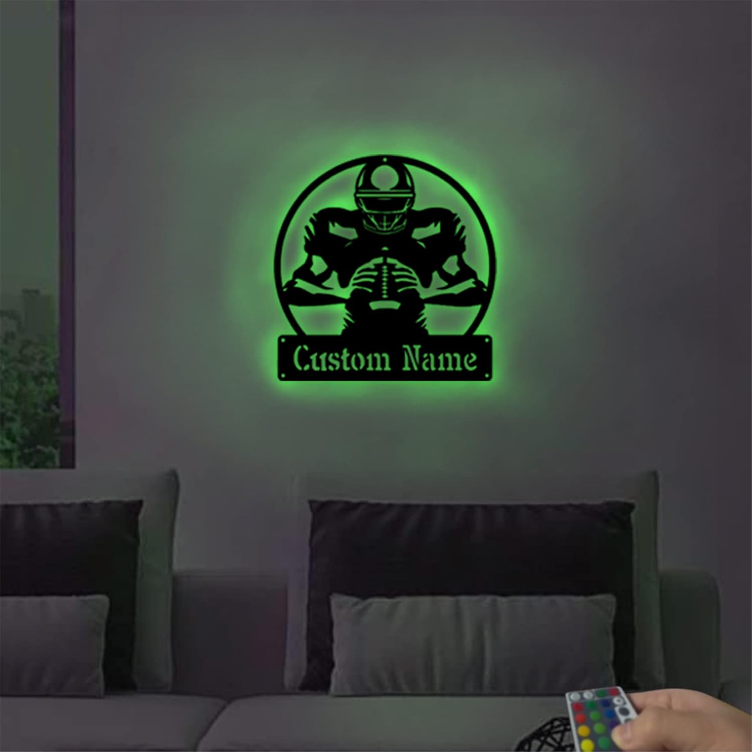 16 Colors Personalized Football Night Light for Boys - Custom Name Football Wall Art - Sports Lamps for Birthday & Christmas