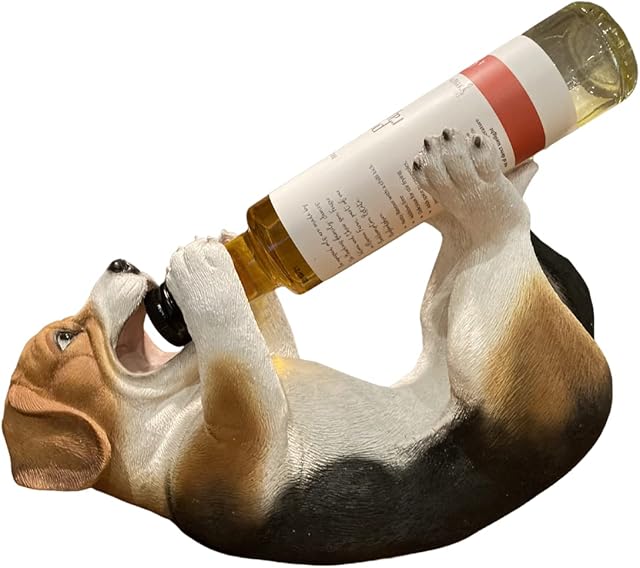 G&H Decor - Adorable 12 Inch Beagle Wine Bottle Holder Figure  Hand Painted Dog Figurine with Amazing Detail - Kitchen Countertop or Tabletop Animal Statue Ornament  Cute Dogs Decanter Home Gift