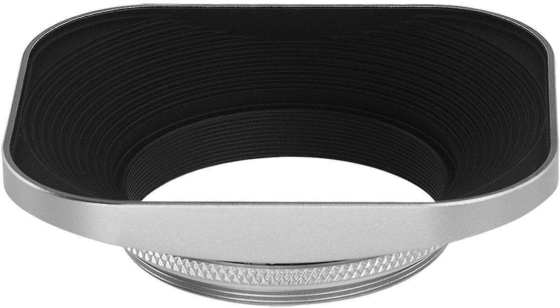 Haoge LH-LC43W 43mm Square Metal Screw-in Lens Hood with Cap for Voigtlander Nokton Classic 35mm f1.4 40mm f/1.4 MC SC VM, Carl Zeiss Biogon T ZM 35mm f2.8 35mm f2, Leica X Typ 113 Lens Silver