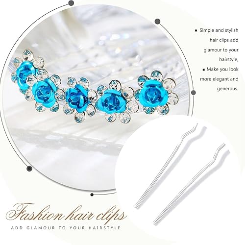 Miniatura 6 de Bartosi 5 horquillas para el pelo de boda con diamantes de imitación, con forma de U, horquillas para el cabello para fiestas de novia, mujeres,