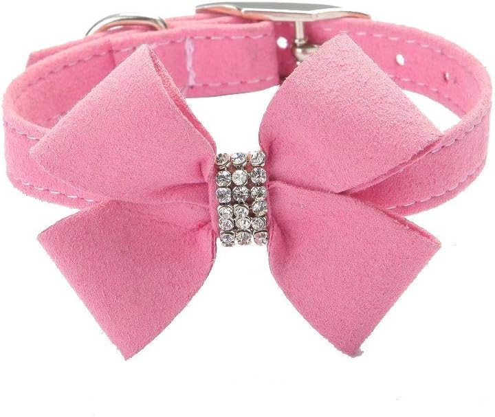 Bow Tie Crystal Boy Girl Dog Collar Designer Fancy Bling Rhinestone Collars for Dogs