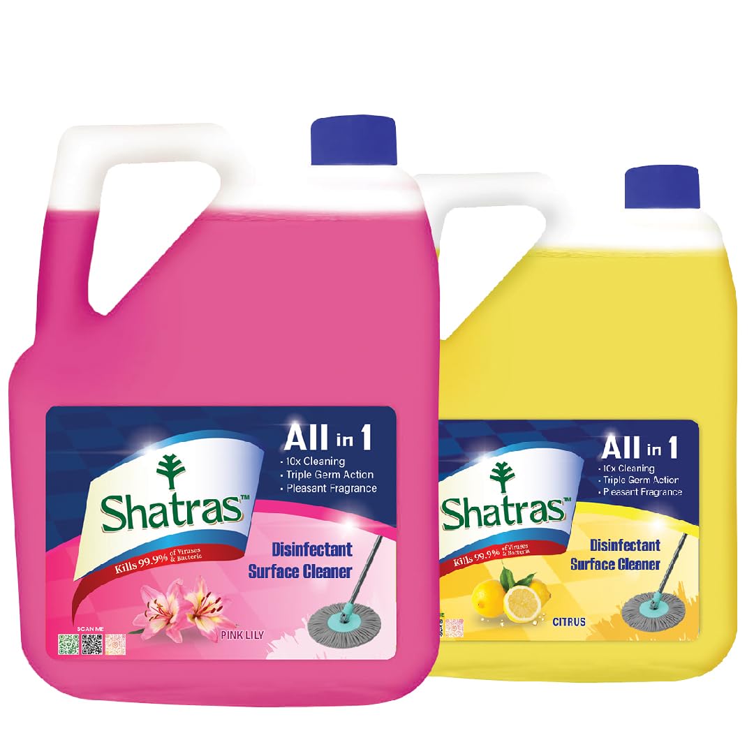 Shatras Citrus & Pink Lily Disinfectant Surface & Floor Cleaner Liquid 5 Litre x Pack of 2 | Removes Grease, Dirt & Tough Stains | Suitable For All Floor Cleaner Mops | Kills 99.9% Germs (B0D7TGFH84) Amazon Price History, Amazon Price Tracker