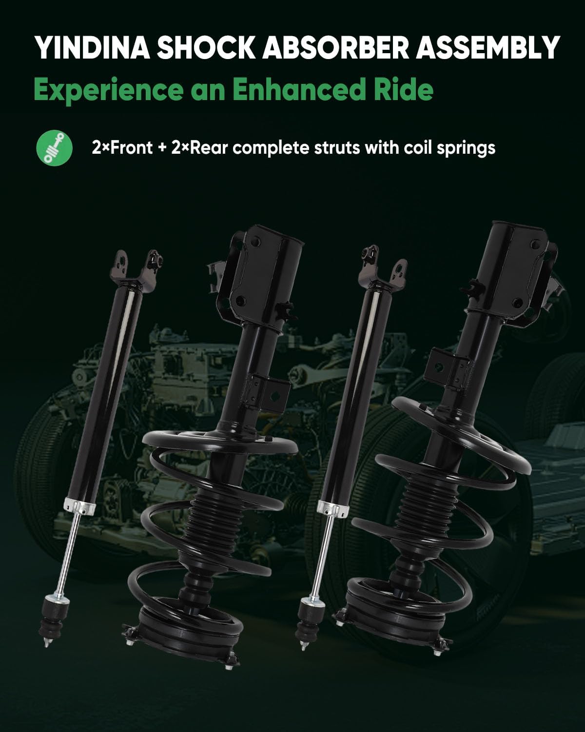 Front and Rear Shock Absorber Assy Fits for 2013-2017 for Nissan Altima SL Sedan 4-Door, Complete Struts with Coil Springs and Gas Shocks Absorbers 172901 172902 (Set of 4)