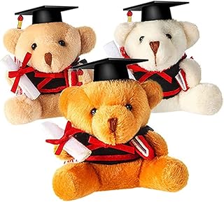 HONMEET 3 Peças Ursinho De Pelúcia Formatura Chaveiro Bicho De Pelúcia Animal De Brinquedo Chaveiros De Animais De Pelúcia Ornamento Ursinho De Pelúcia Chapéu De Formatura Urso Chaveiro