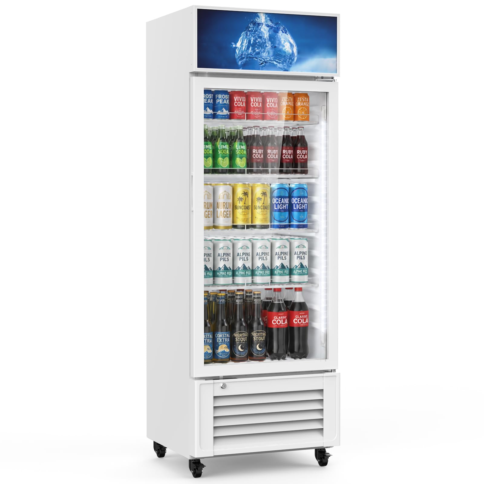 Mojgar Commercial Refrigerators,10 Cu.Ft Beverage Fridge with Glass Door