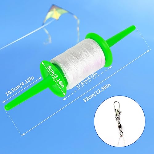 Miniatura 3 de Simxkai Carrete de cometa, enrollador de carrete de cometa, mango de cuerda de cometa de agarre, línea de cometa trenzada de 600 pies para cada