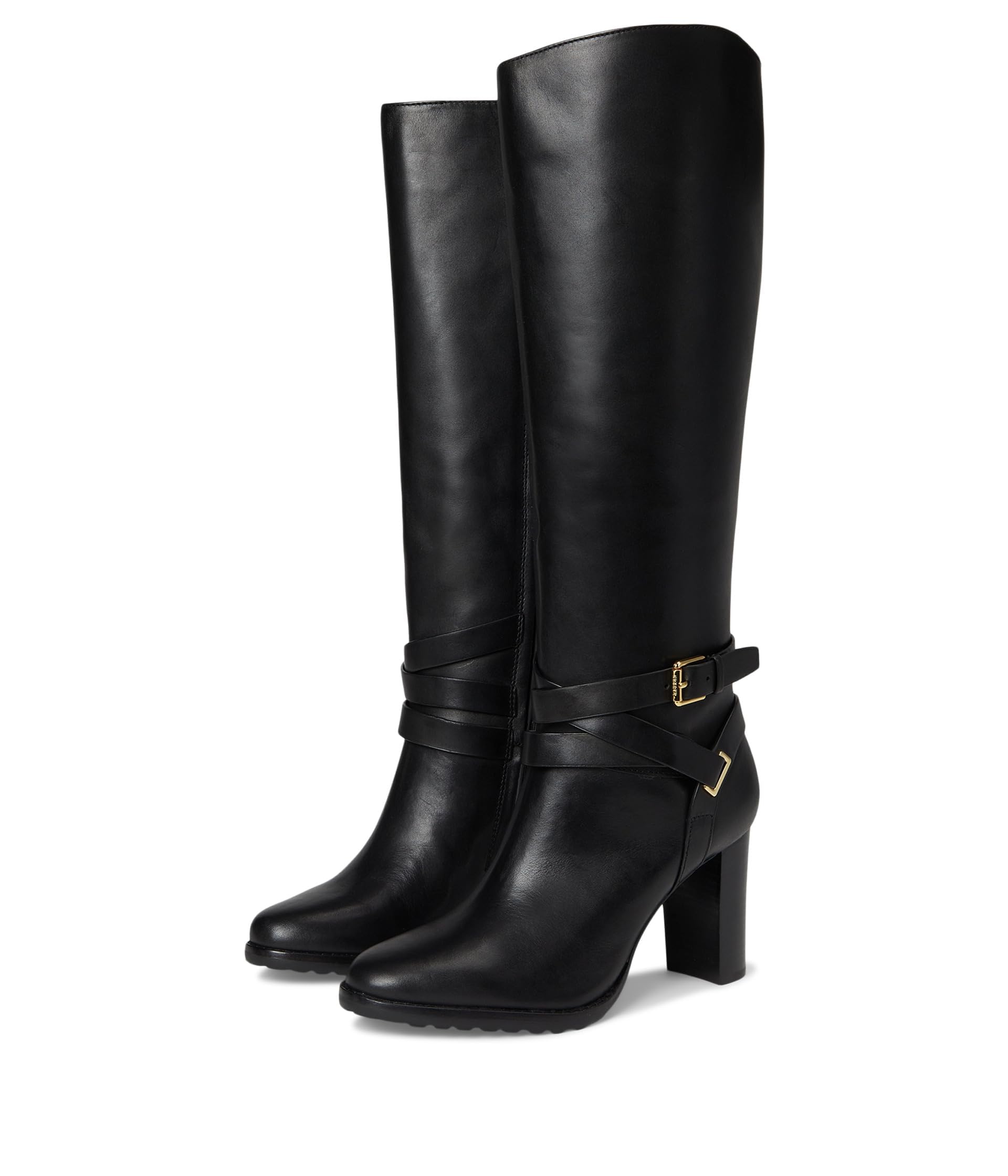 Lauren Ralph Lauren womens Collins Burnished Leather Tall Boots Heel