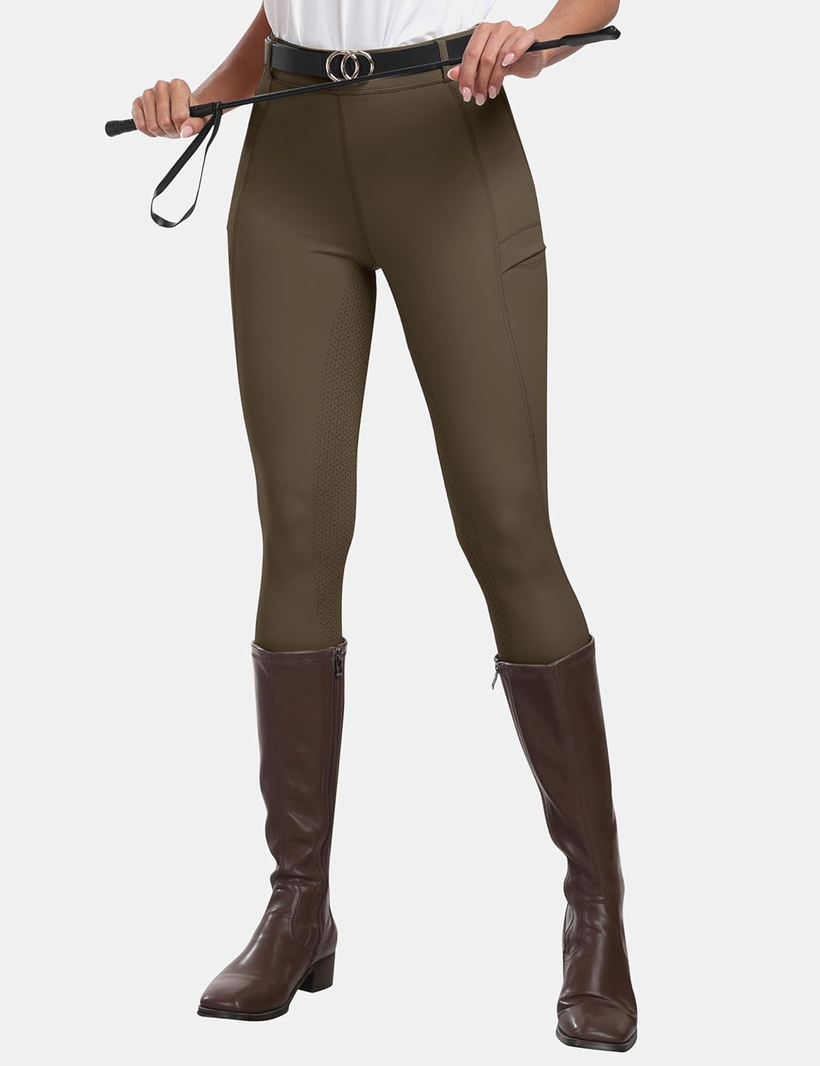MoFiz Women's Silicone Full Seat Horse Riding Pants Zipper Pockets Equestrian Breeches Riding Tights