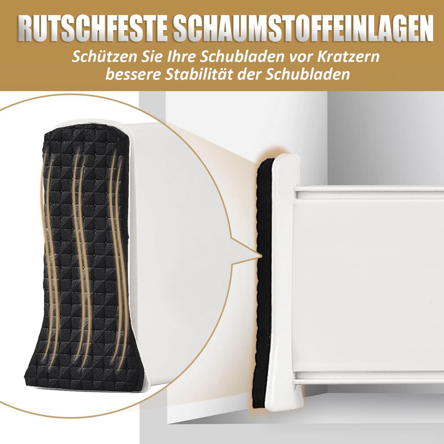 SENENQU 6-częściowy zestaw rozdzielaczy szuflad kuchennych, regulowane, 34-54 cm, plastikowy rozdzielacz szuflad, wysokość - 6 cm, organizer do szuflad do kuchni, komody, łazienki, sypialni