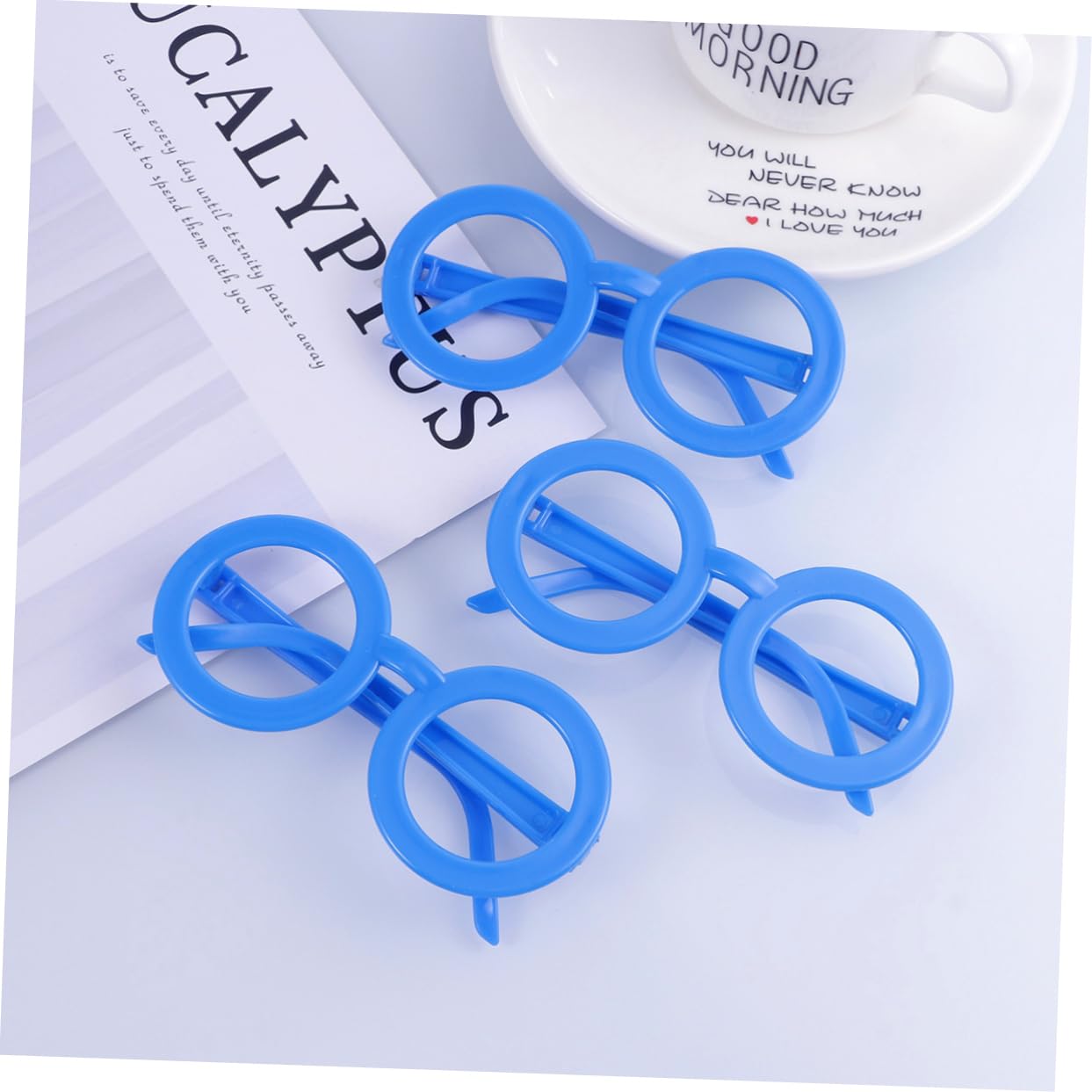 LIFKOME Occhiali da Festa per Bambini 12 Pezzi Montatura Rotonda senza Lenti in Plastica Pp Color Blu Accessorio per Travestimenti e Compleanni