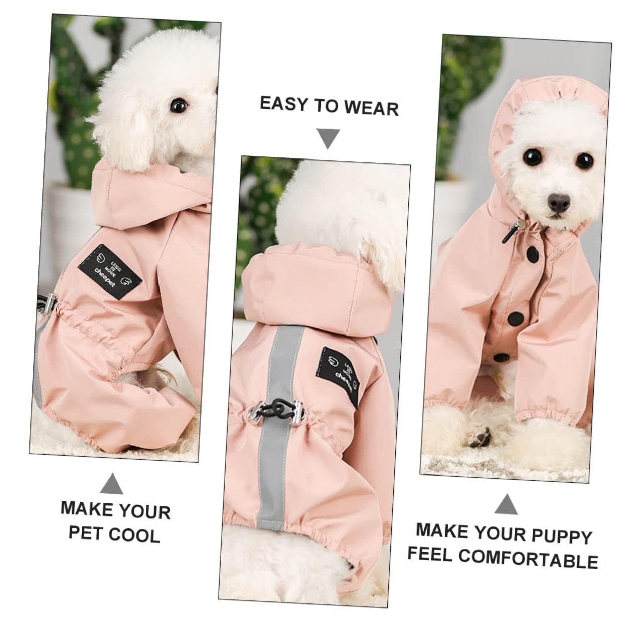 Mipcase Dog Raincoat Adjustable Reflective Pet Hoodie for Rainy Days Durable Comfortable and Unique Style for Dogs and Puppies