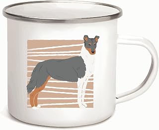 Gift for Pet Lovers Smooth Collie in a Background Present for Dog Owners 12oz Enamel Silver Mug