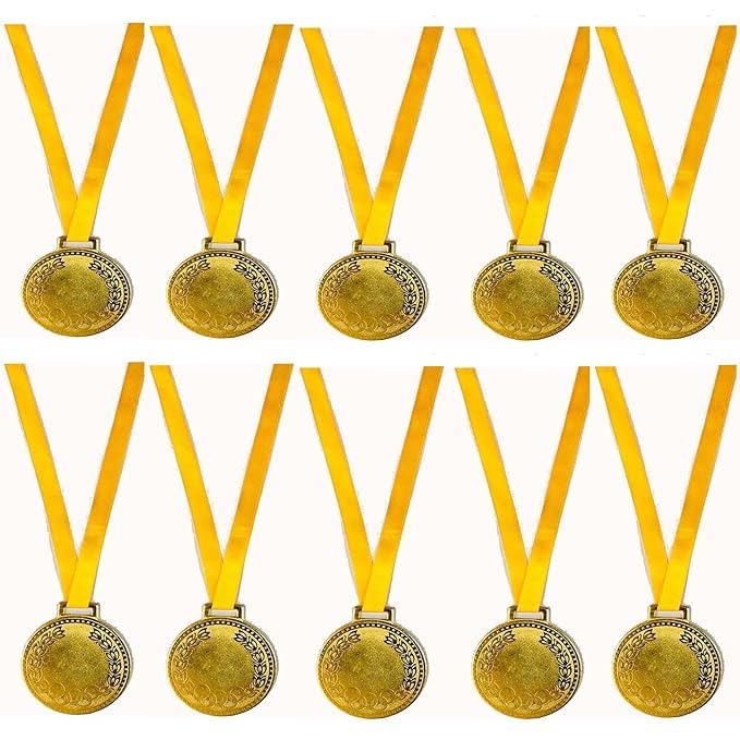 GMC Sports Medal for School Winner, Sports Champion (Set of 10) (Golden)-image-4