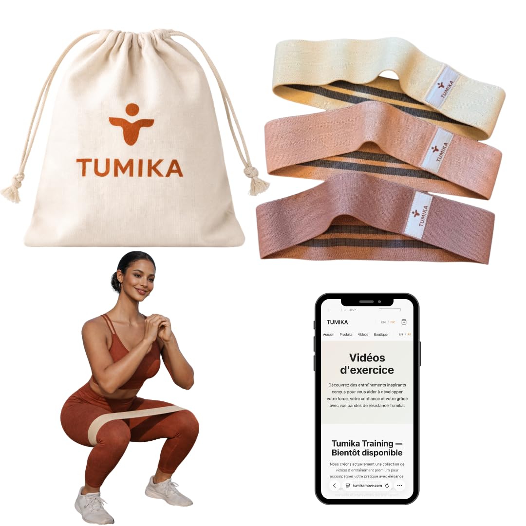 Tumika Bande Élastique Musculation Coffret 2 ou 3 Bandes Résistance Premium Renforcement Pilates Fitness Antidérapantes