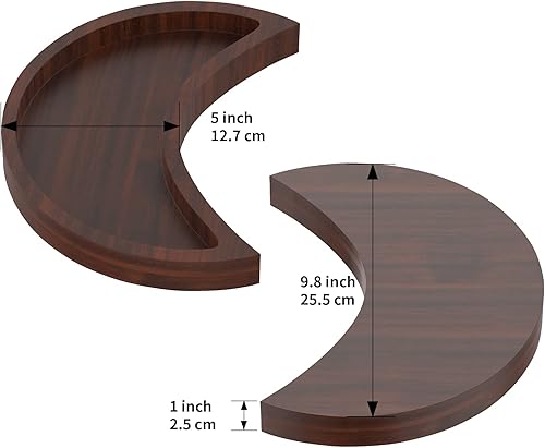 Miniatura 2 de Naudem - Soporte de cristal de madera de 10 x 5 pulgadas, bandeja grande de nogal y luna creciente para piedras, bandeja de Ramadán en forma de