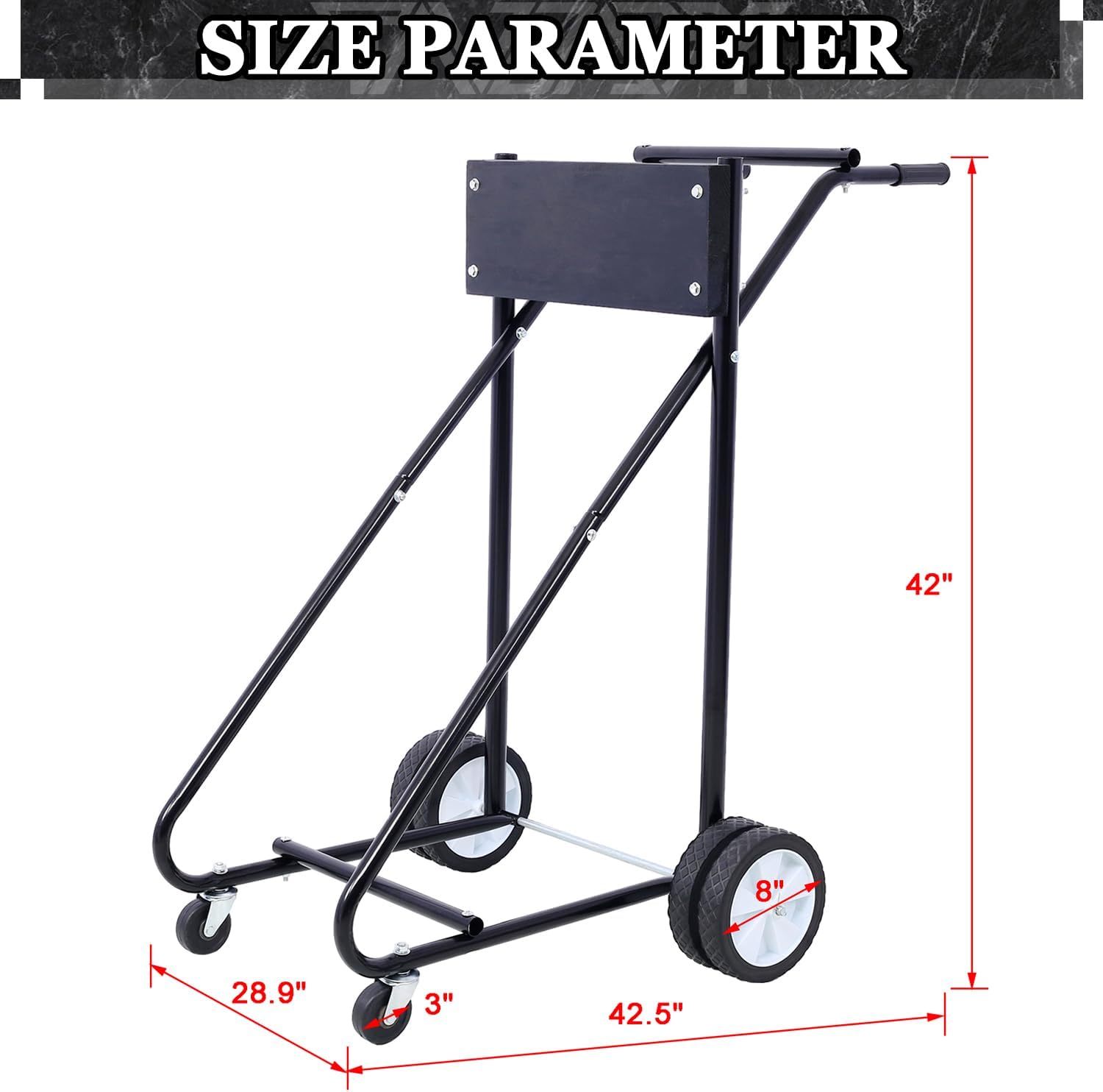 Outboard Boat Motor Stand Heavy Duty Outboard Motor Stand Cart w/330lbs Weight Capacity Steel Outboard Boat Motor Stand Carrier Multi-Functional Outboard Boat Motor Stand Cart Dolly (Black)