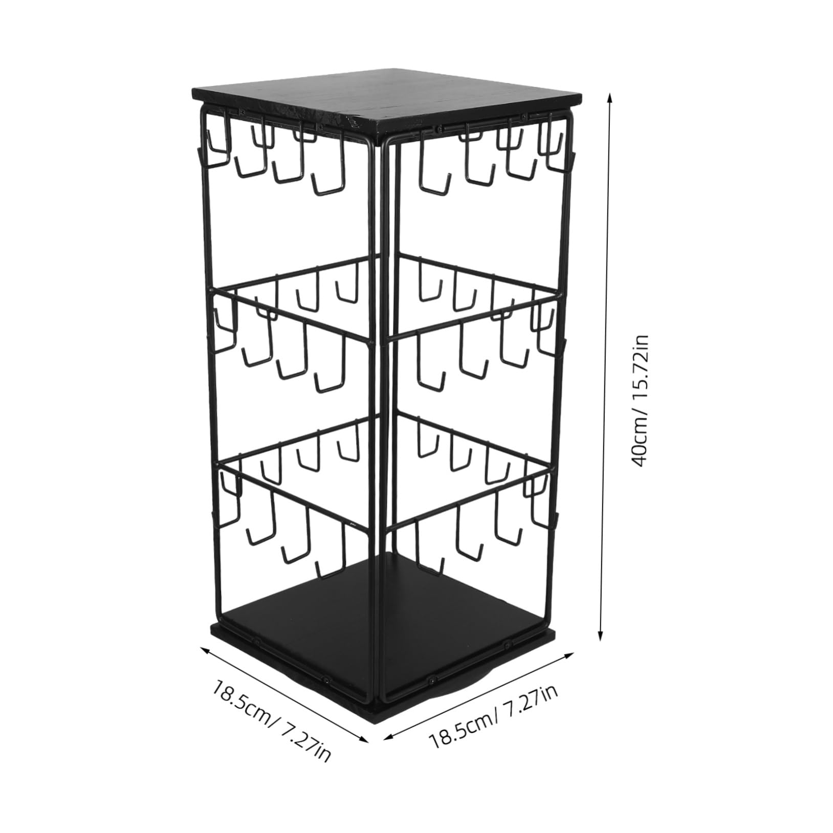 VALICLUD Espositore per Orecchini in Legno Nero 360 Gradi Girevole Design Salvaspazio e Organizer Multifunzionale per Arredamento Casa e Countertop