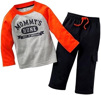Toddler Boys Girls Unisex Cotton 2-Piece Long-Sleeve Shirts and Pants Playwear Set