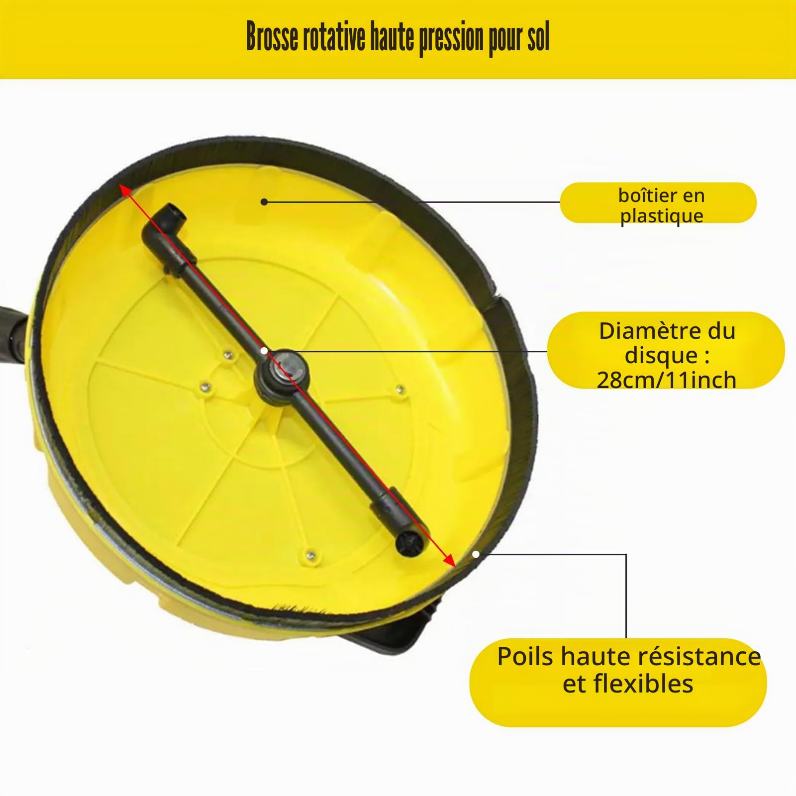 Brosse rotative pour nettoyeur haute pression Karcher K, nettoyeur de surface pour nettoyeur haute pression Kärcher K-Series K2, K3, K4, K5, K6, K7, nettoyant de terrasse, nettoyeur de surface rotatif