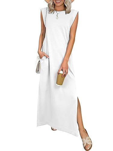 ANRABESS Women Summer Casual Sleeveless Maxi Dress 2026 Crewneck Loose