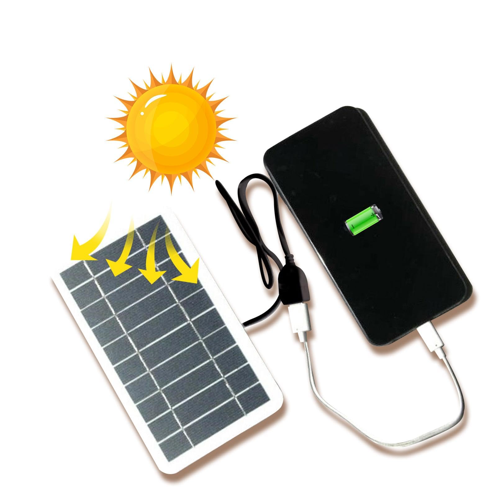 USB Solar Charger - Solar Phone Charger 2W 5V, Portable Panels | High Conversion Efficiency, Ideal Travel Accessory for Outdoor Activities, Camping, Hiking, and Sport in Remote Areas