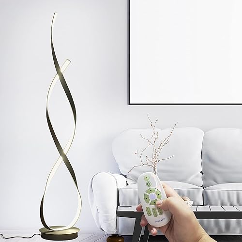 Miniatura 7 de 40W 4000LM 54.3 pulgadas Lámpara de pie negra para sala de estar dormitorio con 3 temperatura de color Control remoto (negro)