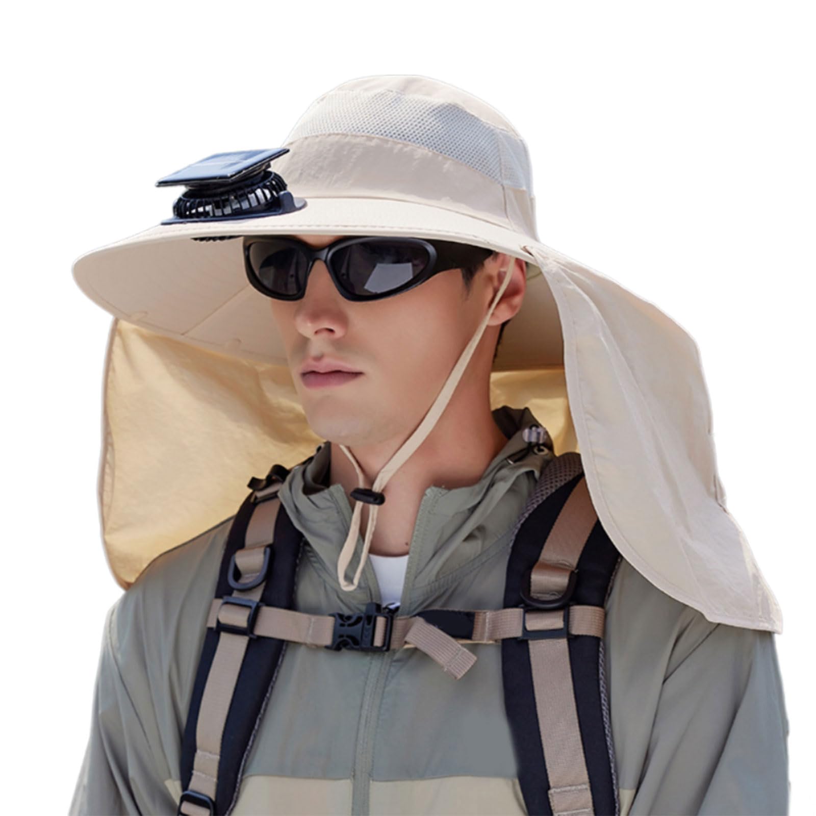 MICFENY Rechargeable Outdoor Hat Built In Fan Solar Charging Lightweight Breathable Sun Protections For Men Women