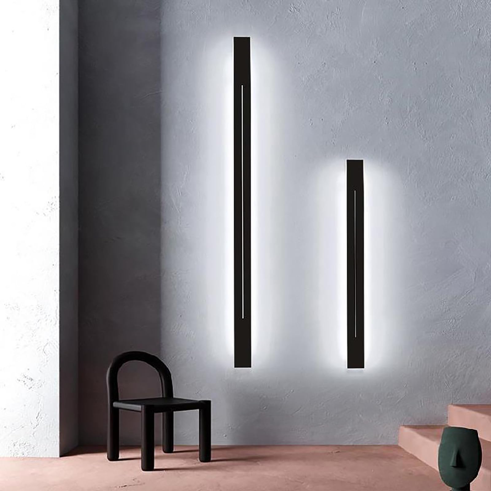 JYBNBBE Wall Sconce Lights Indoor Long Strip LED Wall Lamp Modern Nordic Linear Bar Vanity Background Decoration Fixtures for Stairs Bedroom Warm Light/Neutral Light/White,Black White Light-120CM