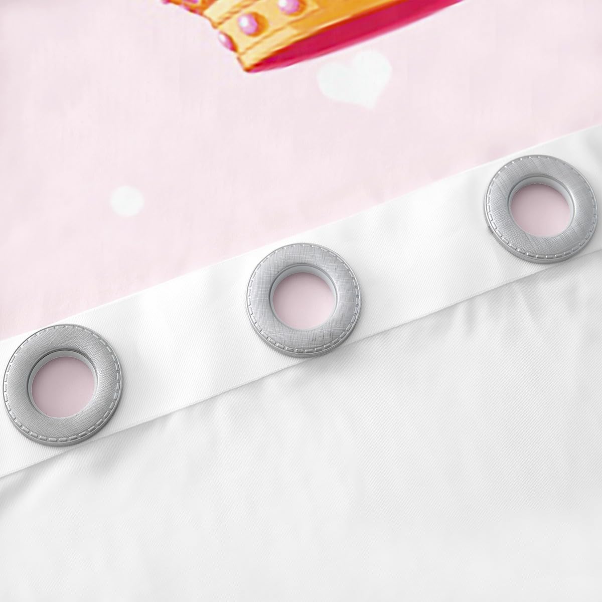 Golden Crown Window Curtain,Cartoon Princess Style Pink Bowknot Bow-tie Curtain for Adults Teens Kids,Dreamy Fairy Tale Crown Kawaii Window Drapes of 2 Panels for Room Decor,38Wx54L Inches