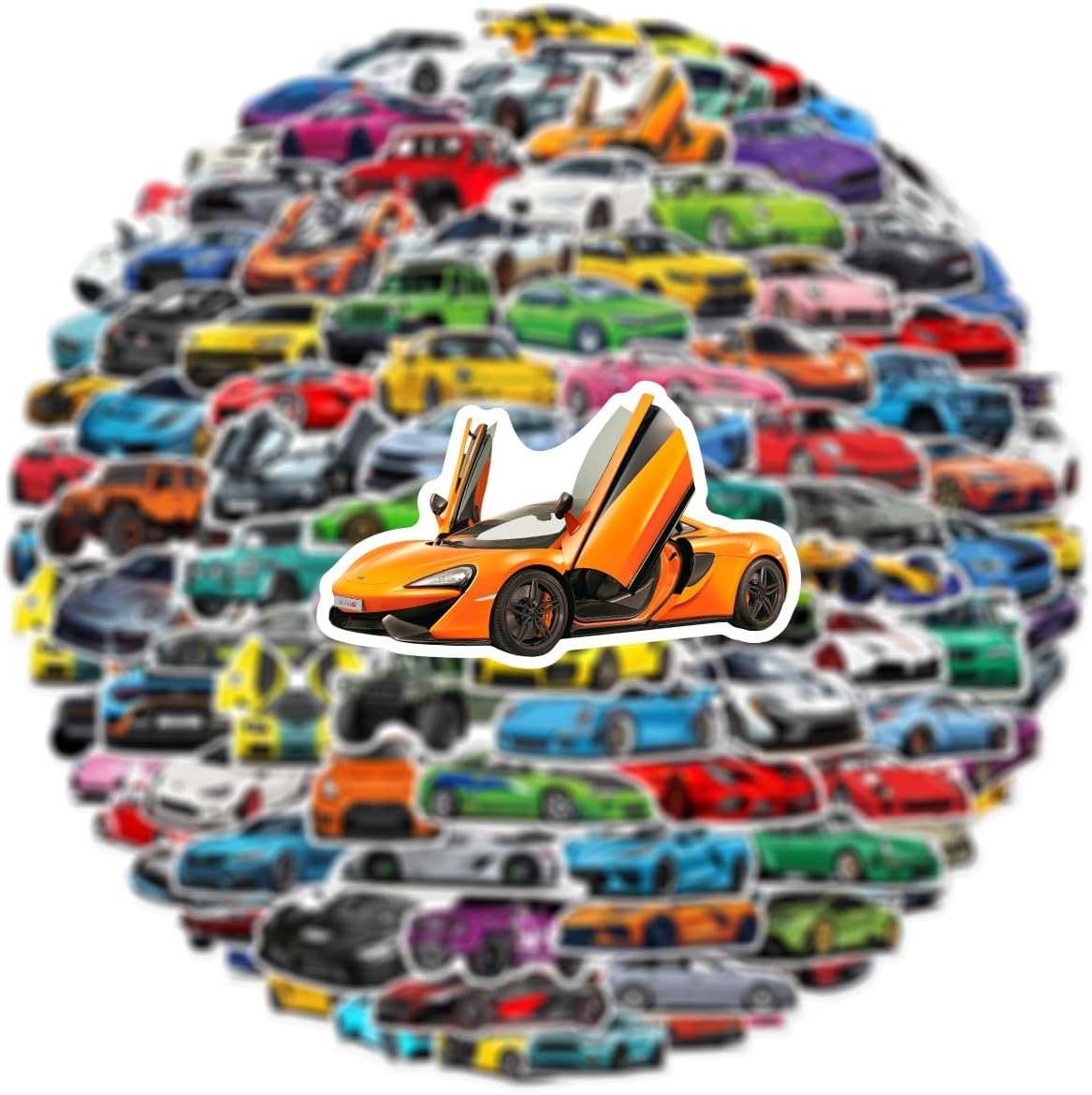 Sports Car Racing Stickers 100 Pieces Cute Decoration for Car Laptop Skateboard Bicycle Moped Motorcycle Bicycle Computer Suitable for Adults Children Sports Car Racing Aesthetic Sticker Set