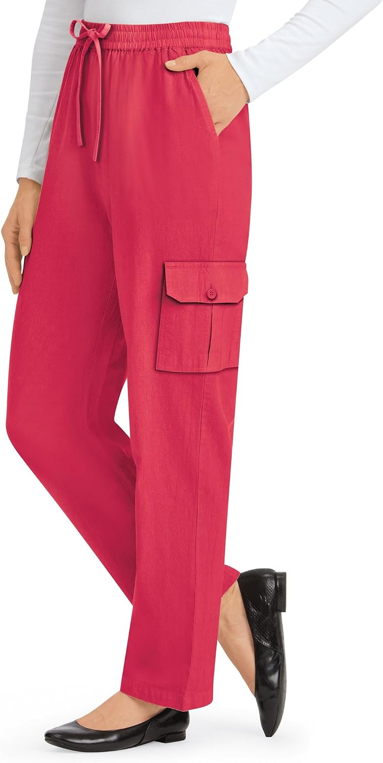 Collections Etc Comfortable Double Cargo Pocket Elasticized Drawstring Pants