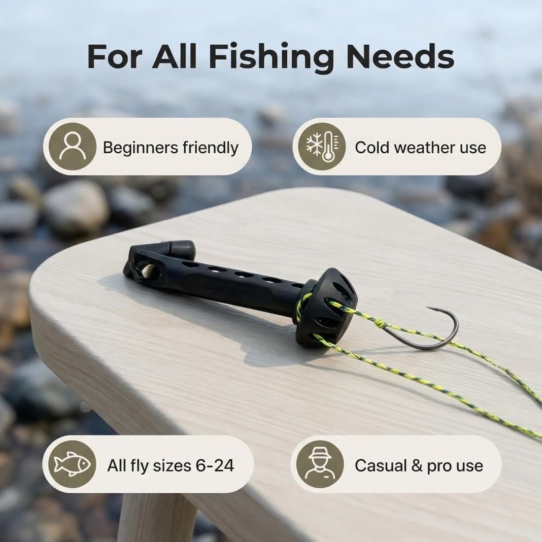 2.0 Magnetic Fly Fishing Knot Tool, Fly Threader Tool with Cone Tip for Small Hook Rigging, Quick Knot Tying Tools for Tippet Line, Compact Fly Fishing Accessories for Anglers