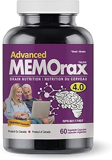 Memorax 4.0 - Brain Supplement - Bacopa, Ginkgo Biloba, Rhodiola, GABA, Reishi, Panax Ginseng - Supports Cognitive Function & Memory | Non-GMO, Gluten Free, Soy & Dairy Free