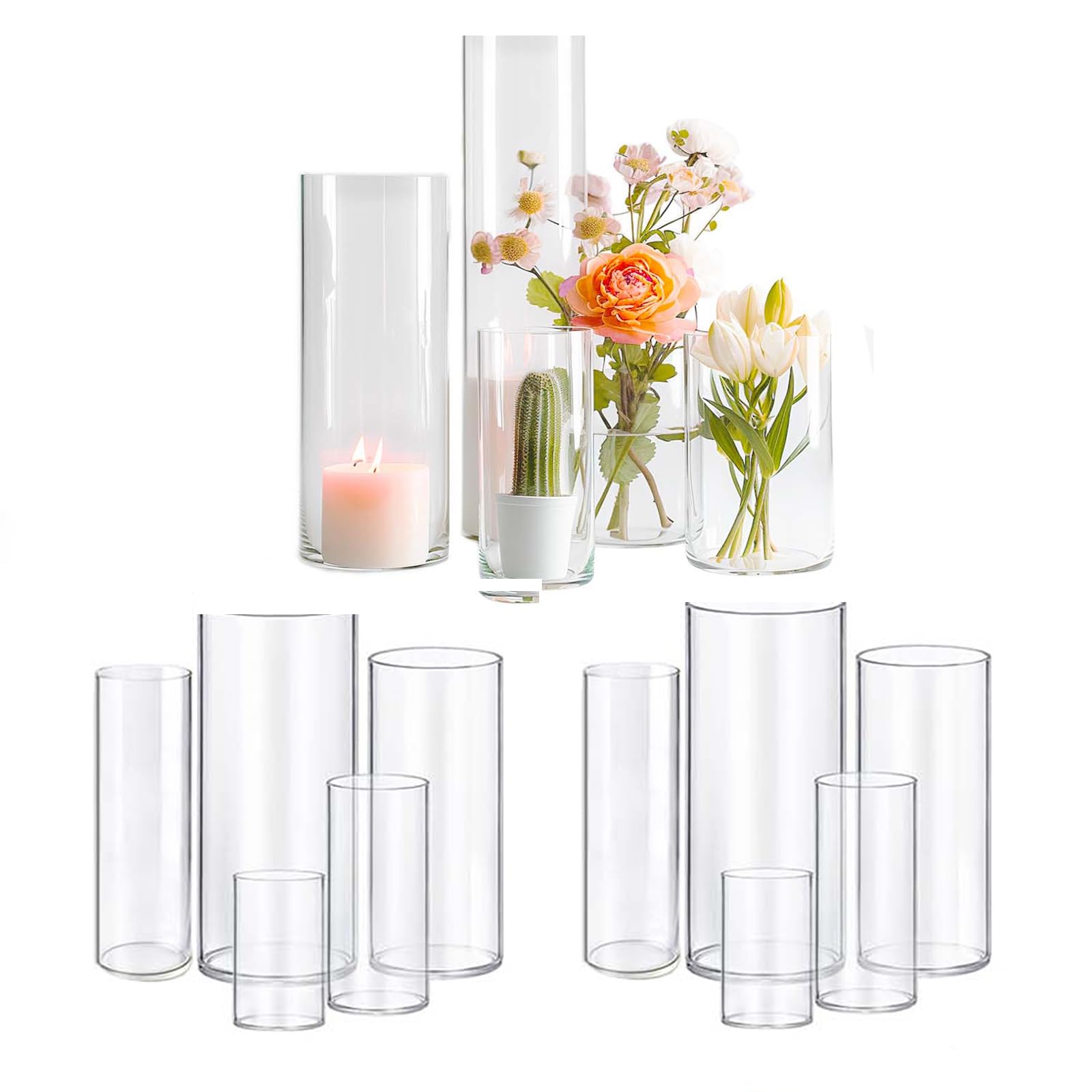 Vnituasr Glasvase Tischdekoration Zylindrische Glasvase Kann FüR Blumen