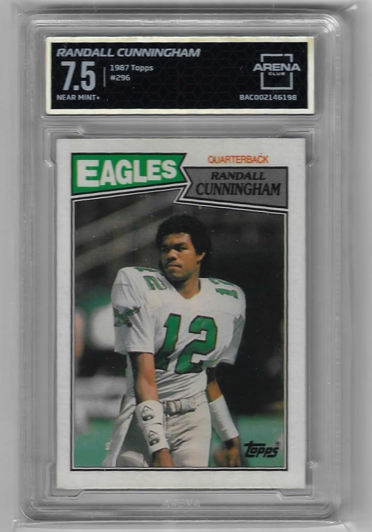 Randall Cunningham Arena Club Graded 7.5 NM+ Rookie Card Collectible Football Card - 1987 Topps Football Card #296 (Eagles)