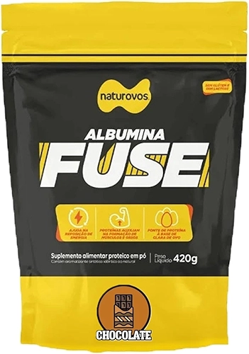 Albumina Fuse Proteína Do Ovo Sem Glúten E Lactose Sabor Chocolate 420g Naturovos