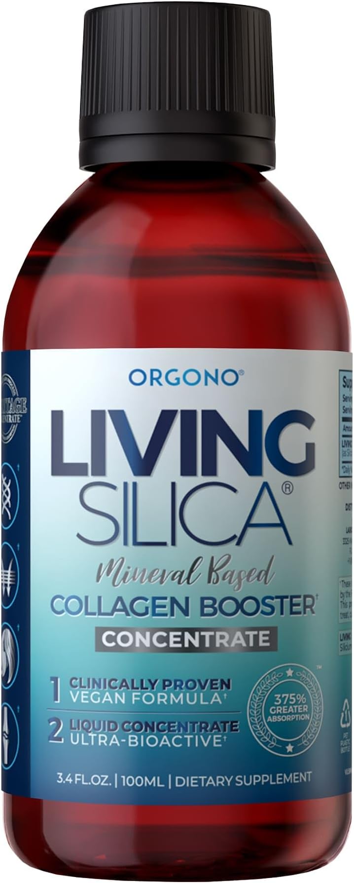 Living Silica ORGONO Silica Drops – Travel Size | Vegan & Mineral-Based Formula | 100mL