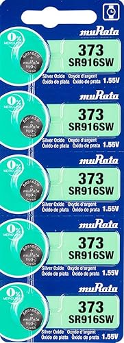 Murata 373 Batería SR916SW 1.55V Celda de botón de reloj de óxido de plata (5 baterías)