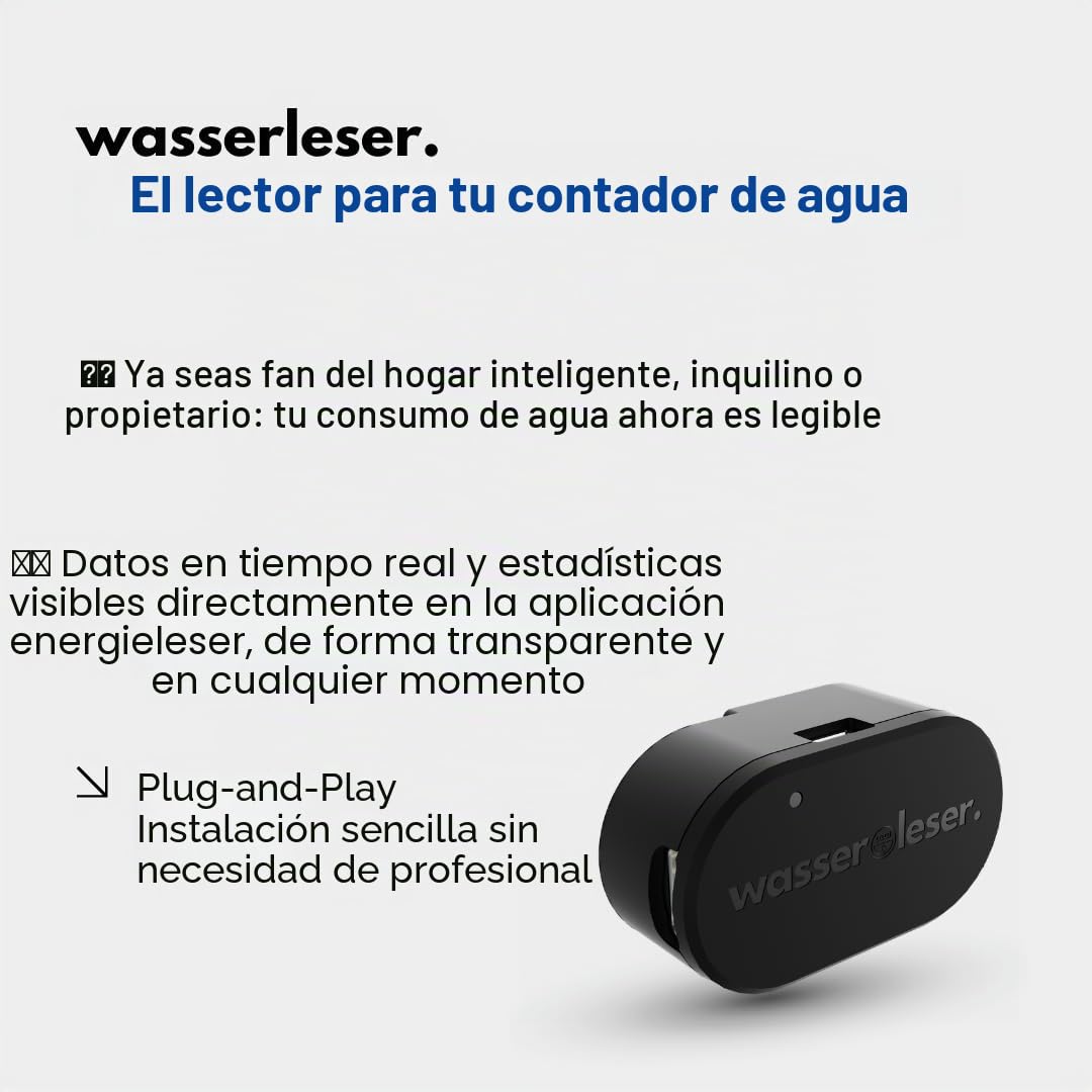 WiFi Medidor de agua de lectura y sensor de agua para instalación posterior, monitoreo del consumo en tiempo real, análisis de la aplicación, Home Assistant, detección de fugas con alarma