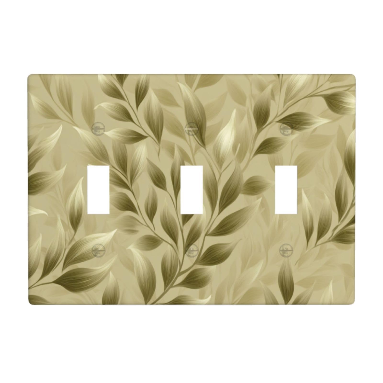 Woshuwo White Branches In Olive Hues Light Switch Covers 3 Gang Triple Toggle Wall Plate Switchplate Electrical Faceplate For Bathroom Kitchen Bedroom Decor