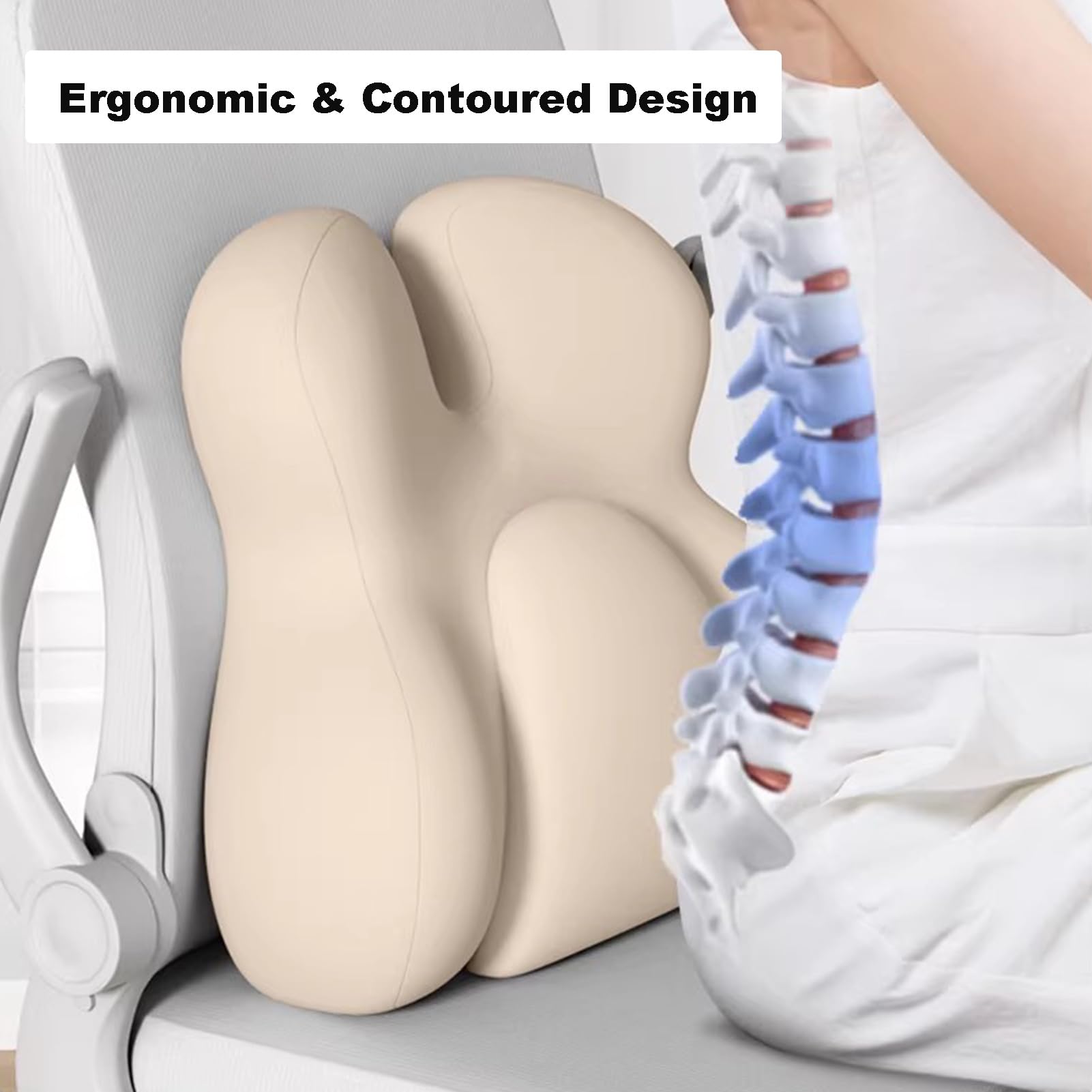 Lumbar Support Pillow for Office Chair Memory Foam Back Cushion for Car Seat Promotes Better Posture Back Pain Relief Ideal Desk Chairs Essentials White Seat Cushion(Pink,Lumbar Pillow)