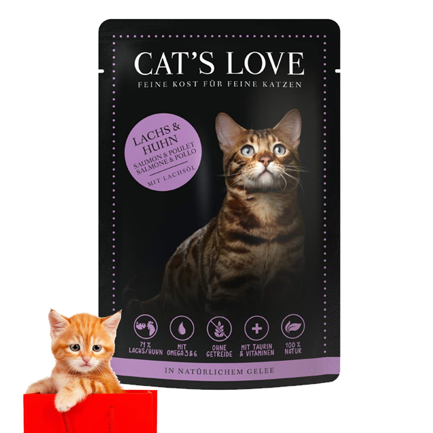 Cats Love Katzenfutter Nassfutter Mix Lachs & Huhn mit Petersilie und  Lachsl (Lachs & Huhn, 12 x 85g) : Amazon.de: Haustier