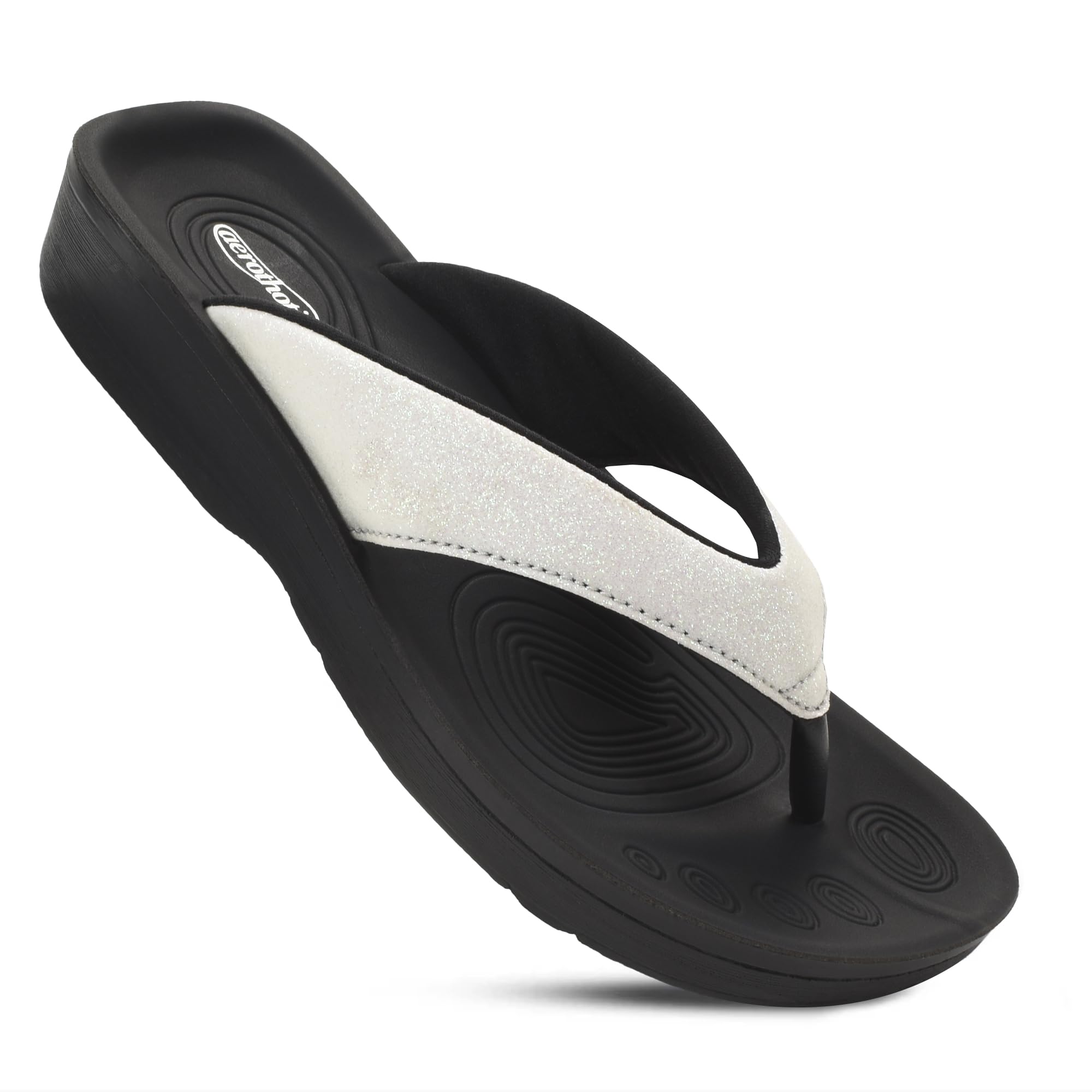 AEROTHOTIC Slip On Recovery Footwear Plantar Fasciitis Flip Flops for Women Yoga Mat Outdoor Walking Beach Ladies Arch Support Summer Thong Dressy Casual Sandals Comfortable Vacation Essentials