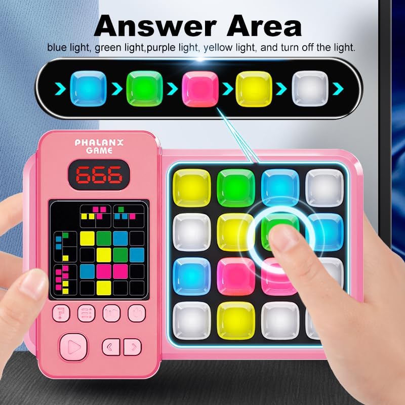 Interactive Memory Game, Blue Electronic Educational Logic Puzzle with LED Display, Multiple Game Modes for Kids
