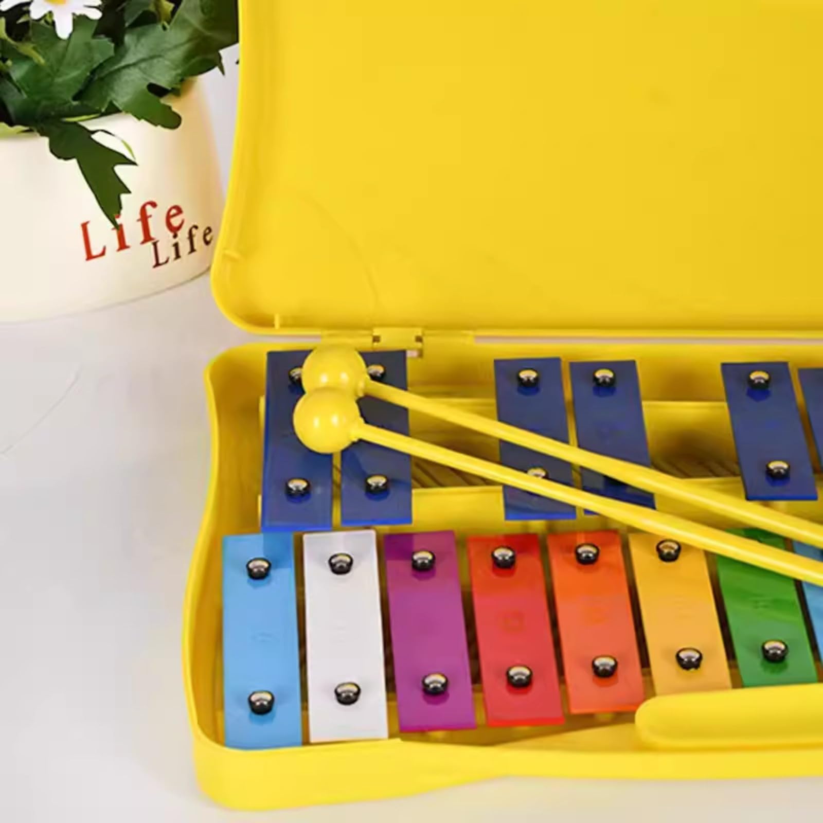Carillon XilóFono Escolar 25 Teclas, VibráFono, Musical De Placa De Aluminio De 25 Tonos,Carrillon Cromatico On Estuche Y Mazas,Percusionado A Mano